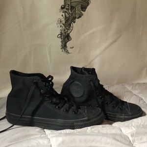 All black high top Converse
